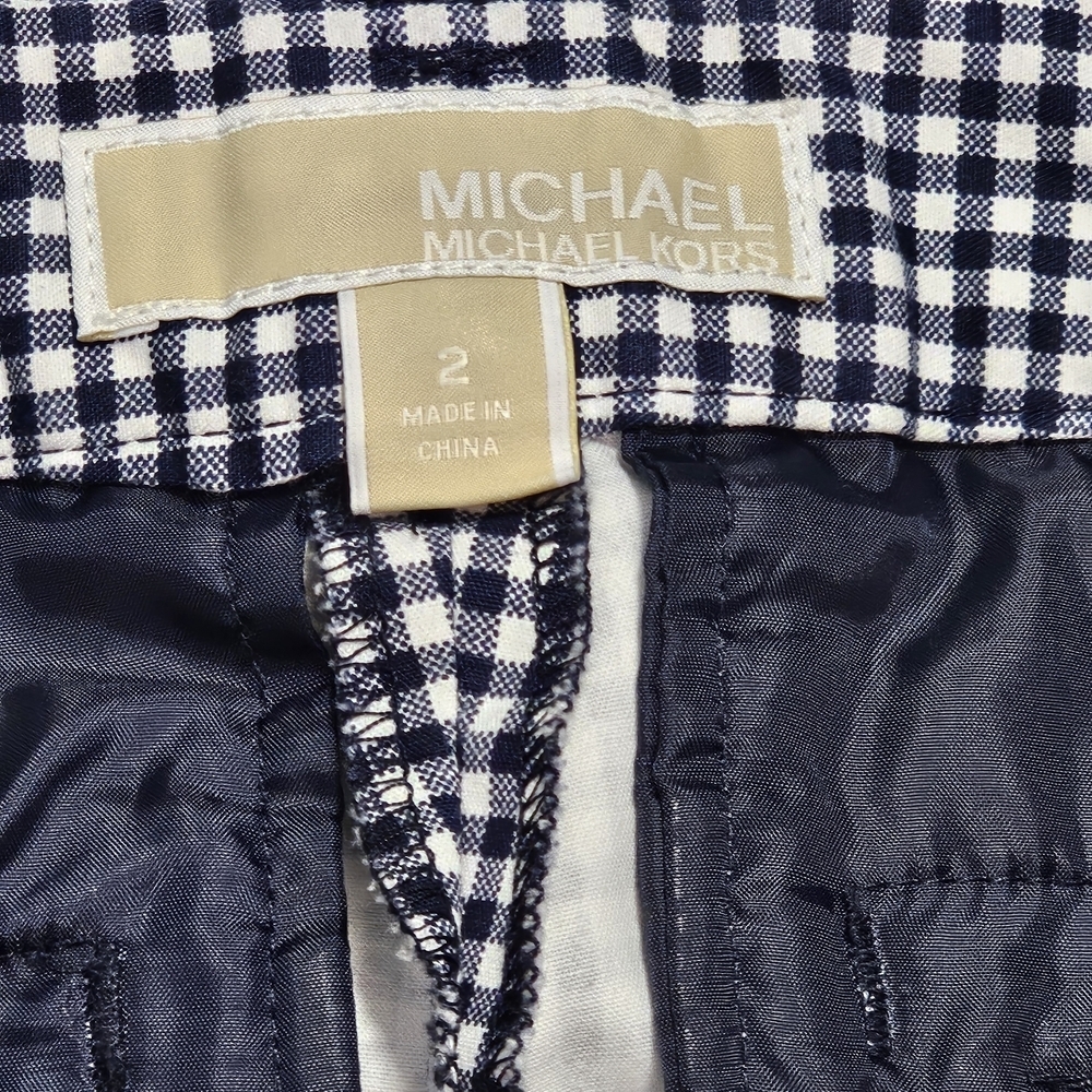 Michael Kors Gingham Checked Mid-rise Women’s Shorts Black White - Picture 3 of 11